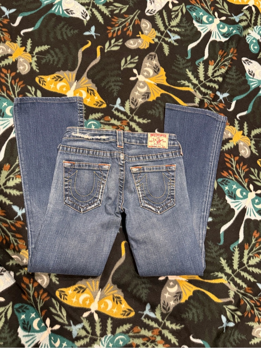 True Religion Bobby Bootcut Jeans Medium Wash Stretch Distressed Size 27